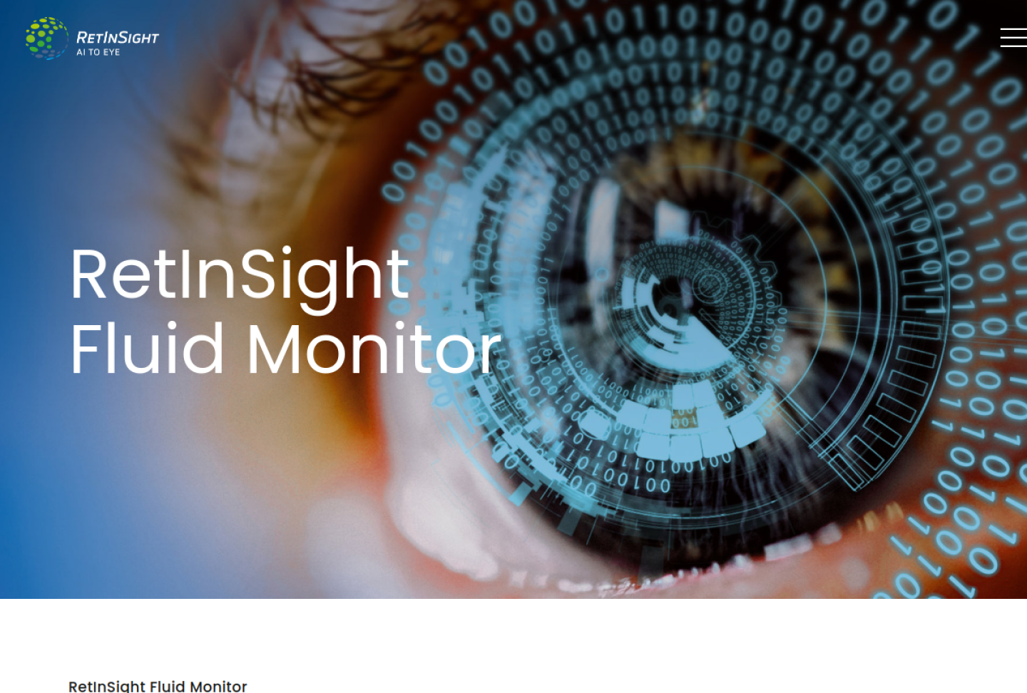 Screenshot of the official RetInSight Fluid Monitor product page