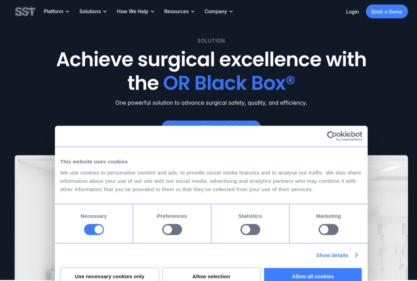 Screenshot of the official Surgical Safety Technologies OR Black Box product page
