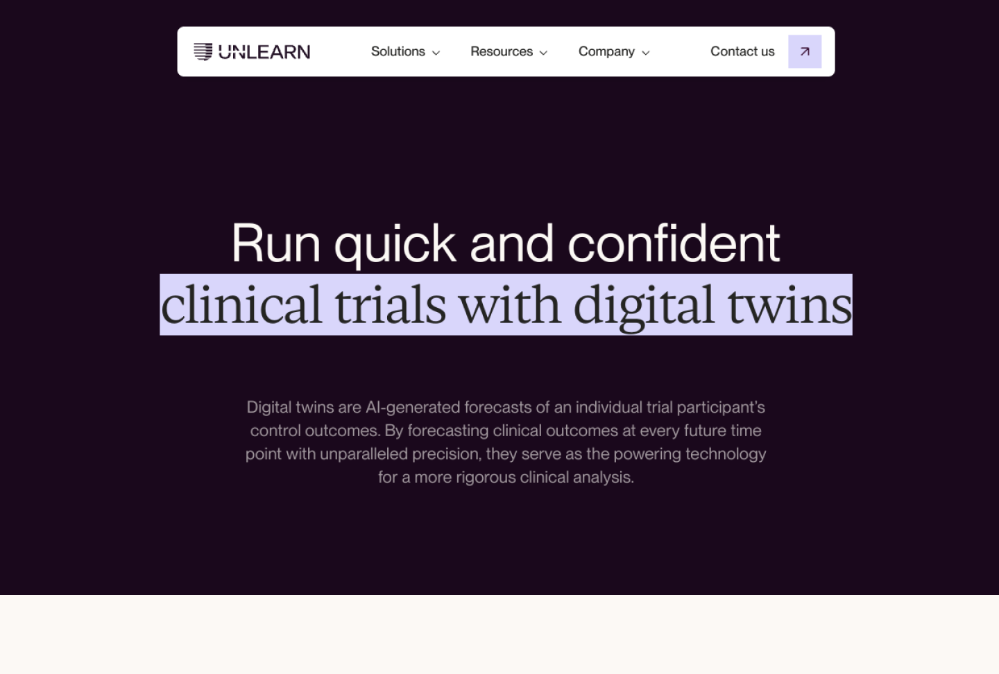 Screenshot of the official Unlearn product page