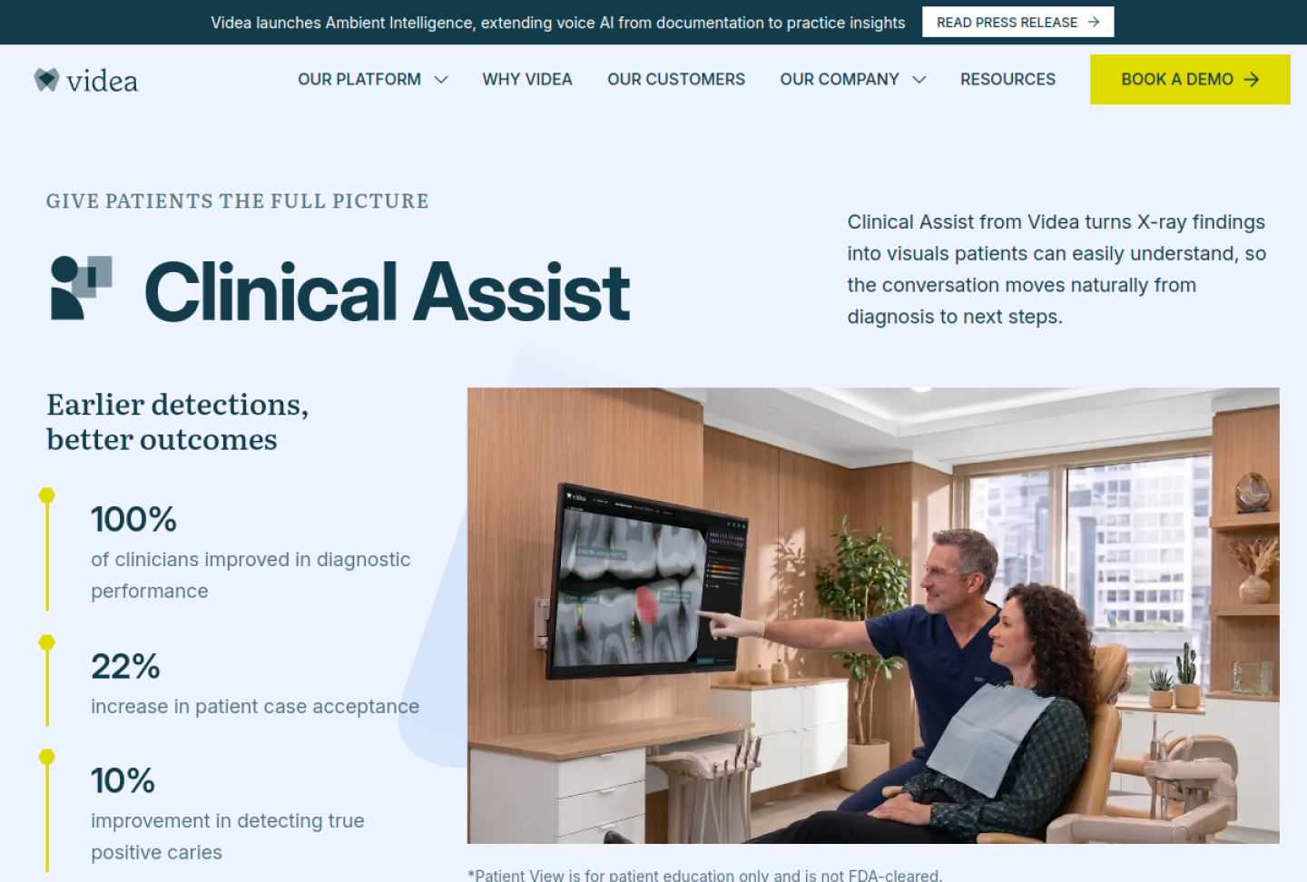 Screenshot of the official VideaAI product page