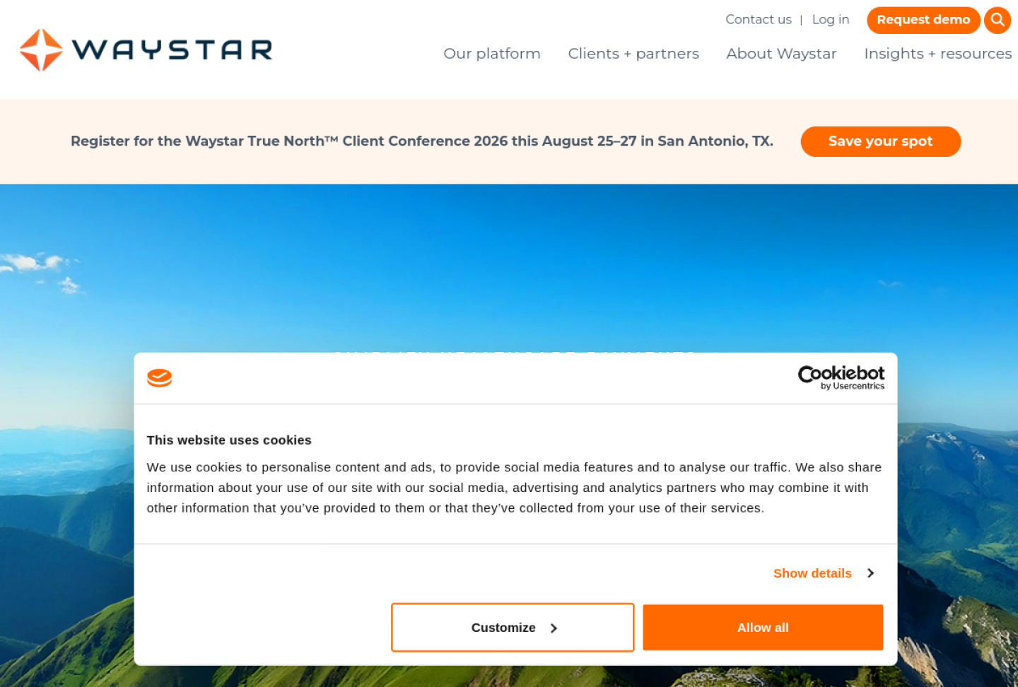 Screenshot of the official Waystar AltitudeAI product page