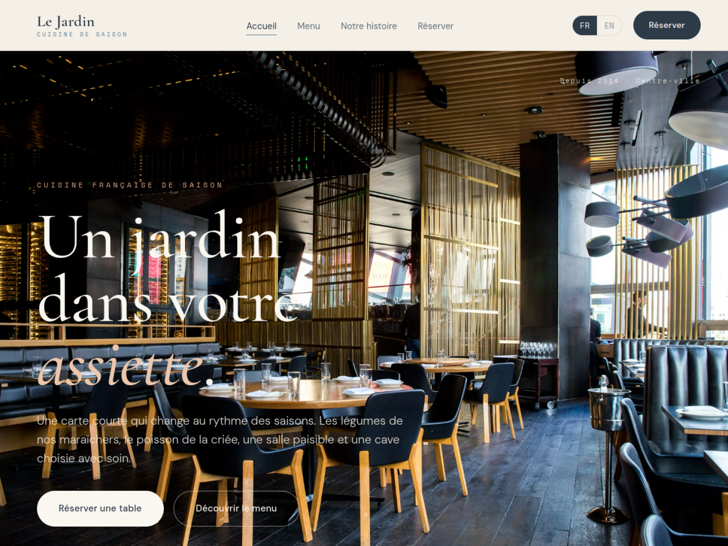 Maquette site vitrine restaurant — exemple Flipster