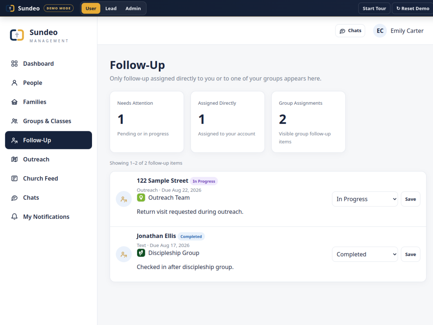 Sundeo Follow-Up screenshot