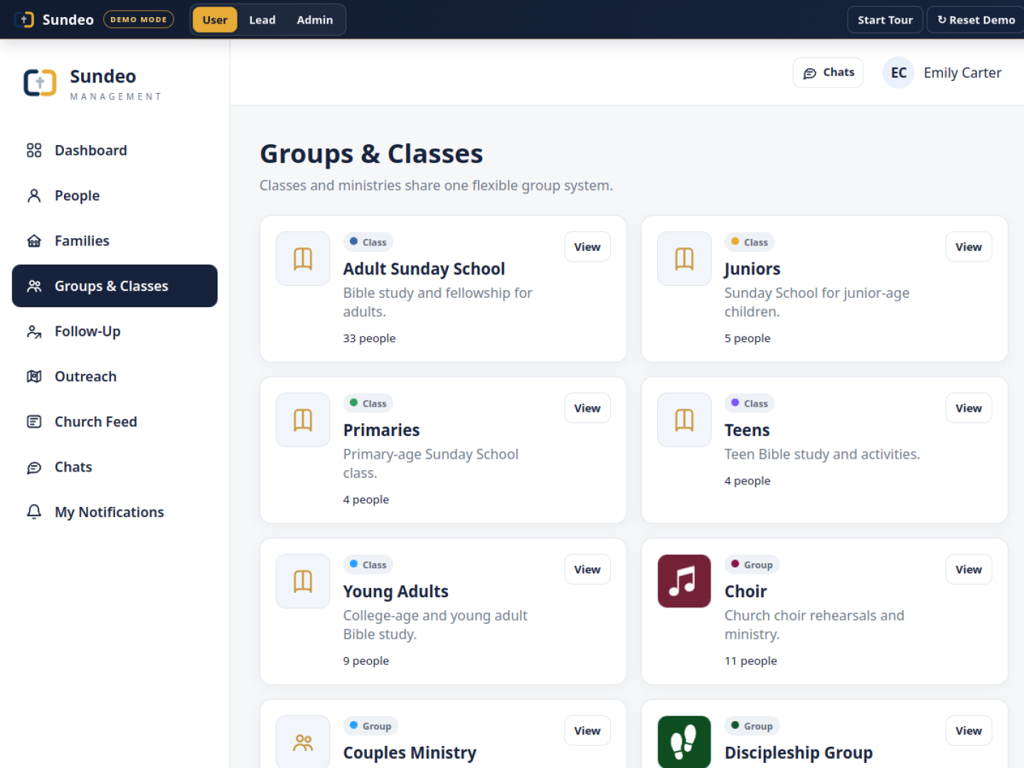 Groups and Classes screenshot