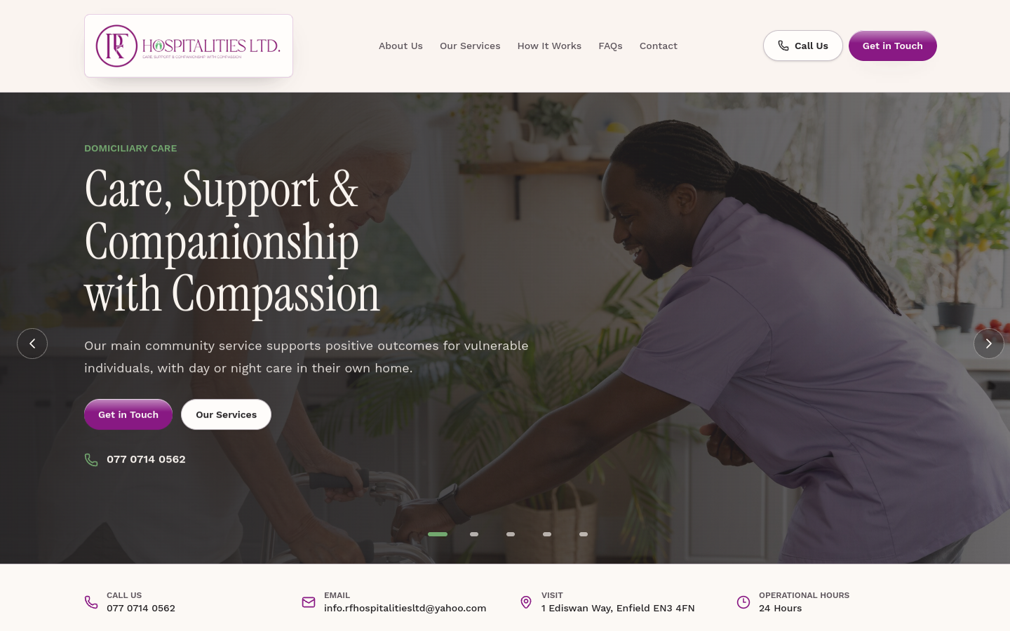 RF Hospitalities Ltd website