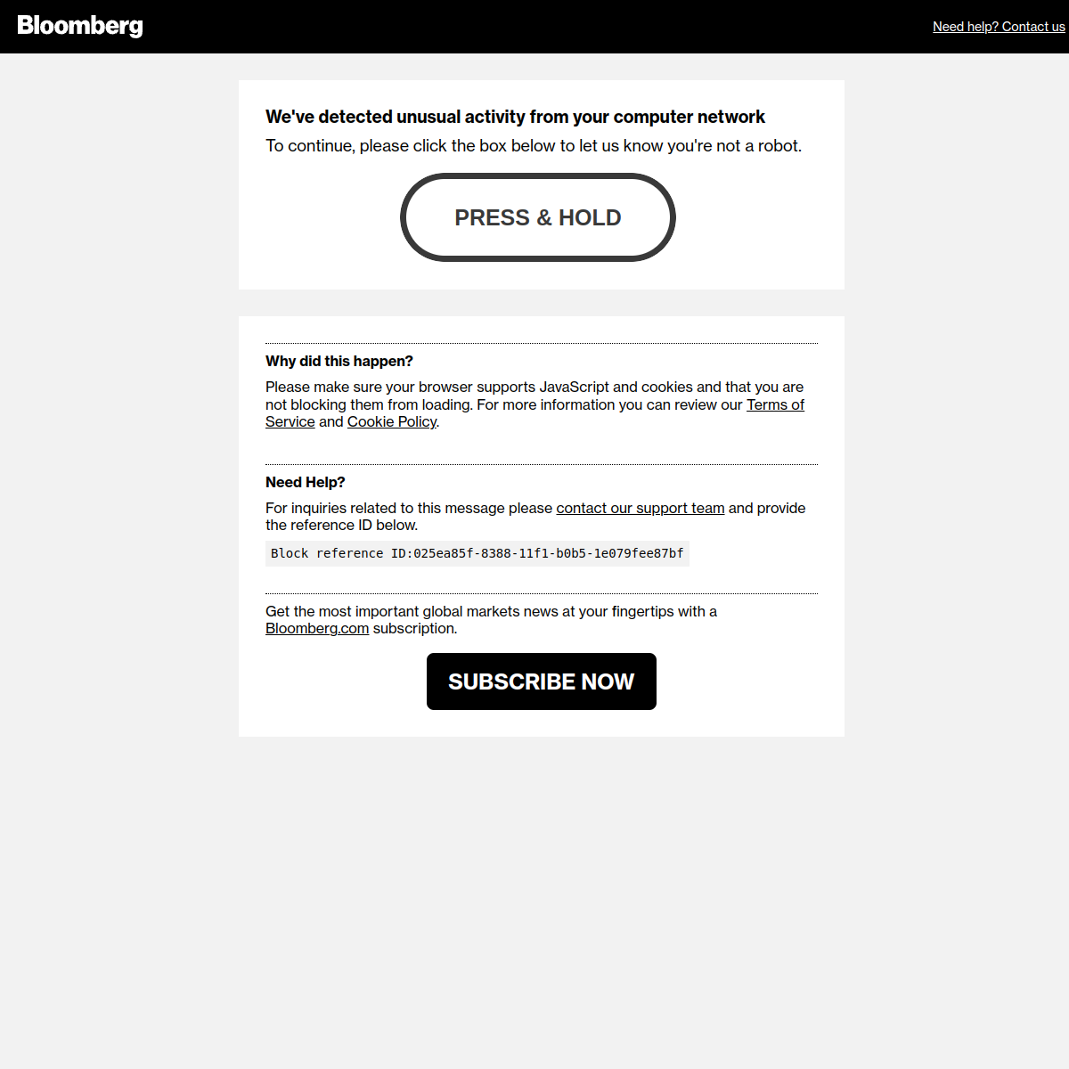 Bloomberg 網站截圖