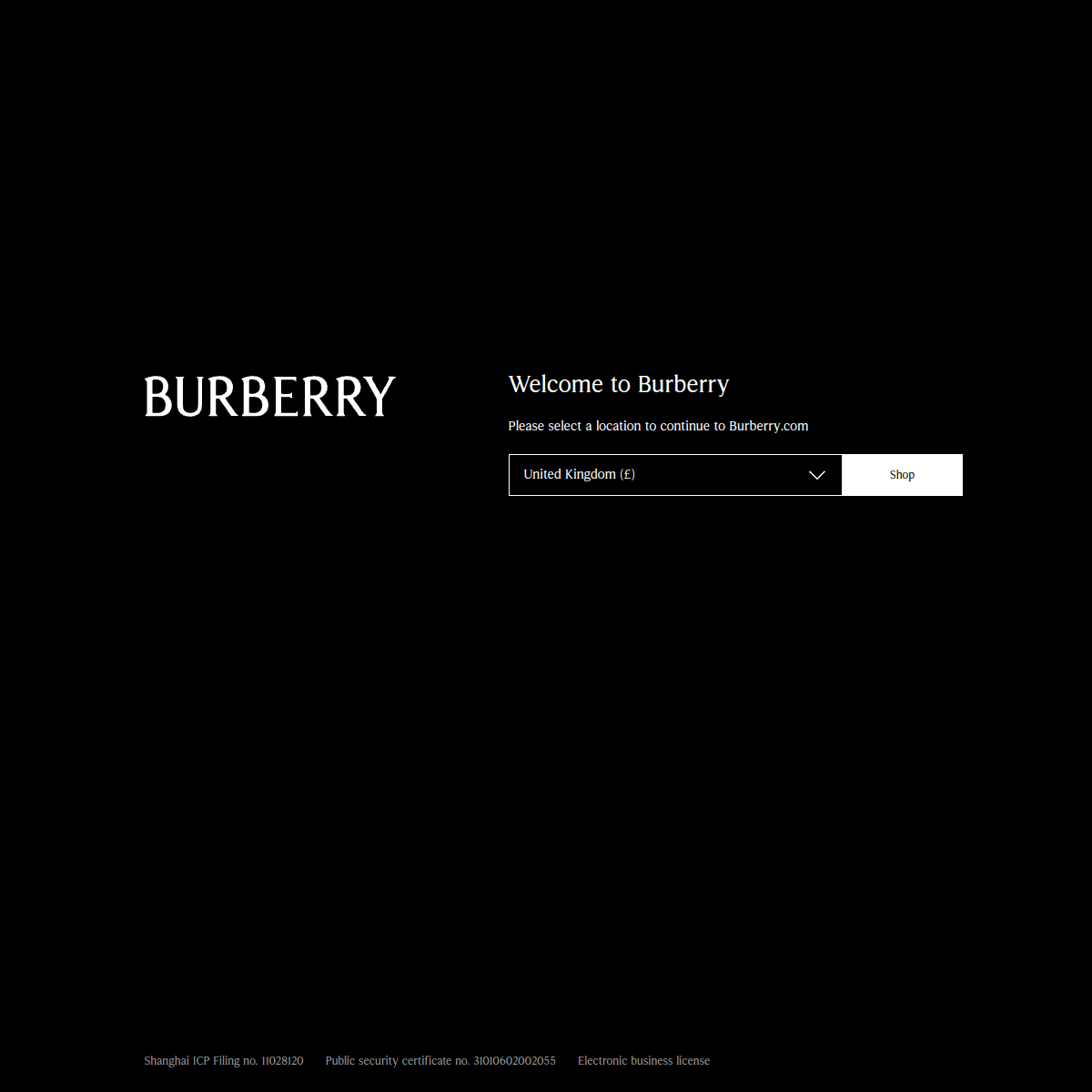 Burberry 網站截圖
