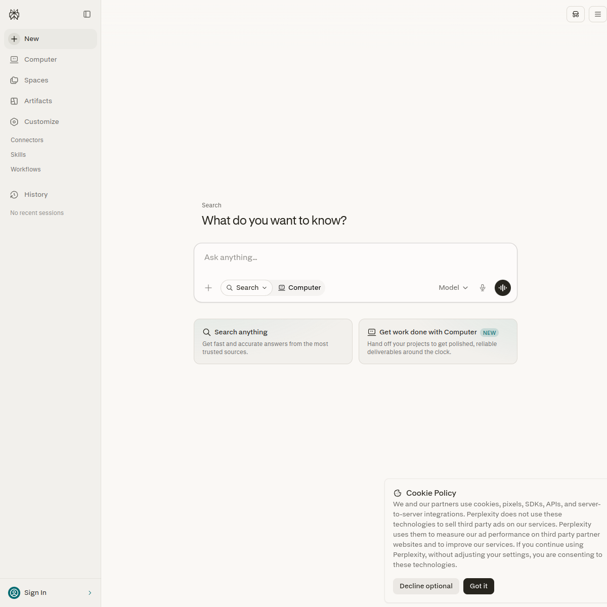 Perplexity screenshot