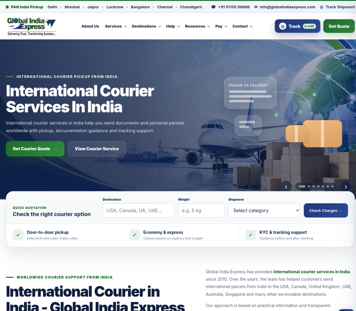 Automatic live preview of GlobalIndiaExpress.com