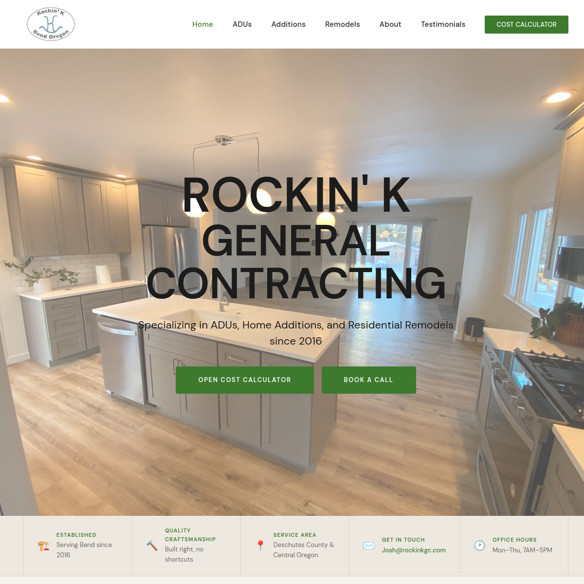 Rockin K General Contracting website preview