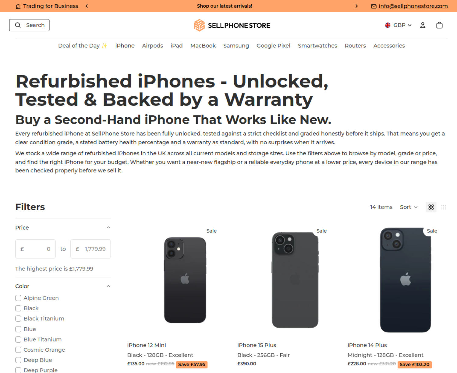 Sell Phone Store website preview 2