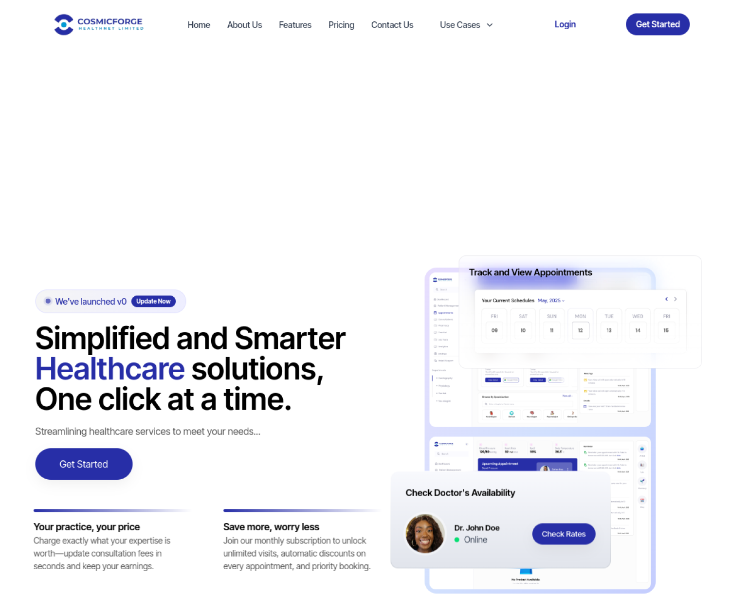 CosmicForge HealthNet website preview