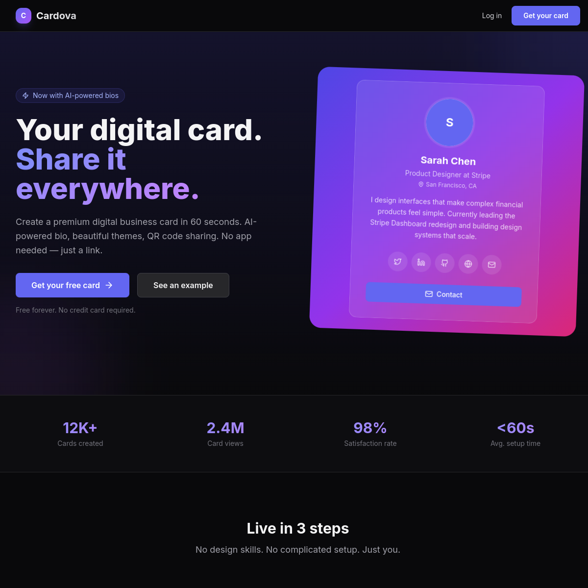 Cardova — Cărți de Vizită Digitale