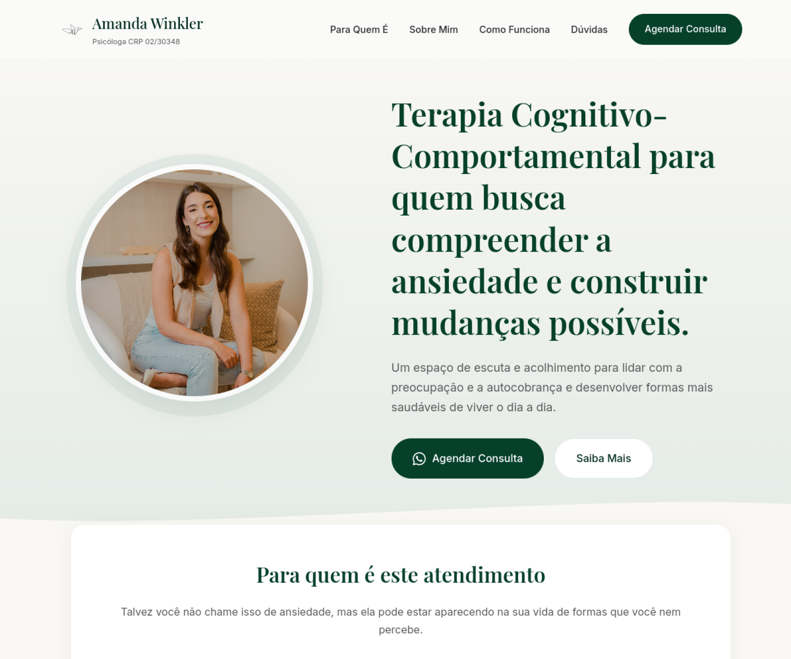 Prévia real da tela inicial de Amanda Winkler