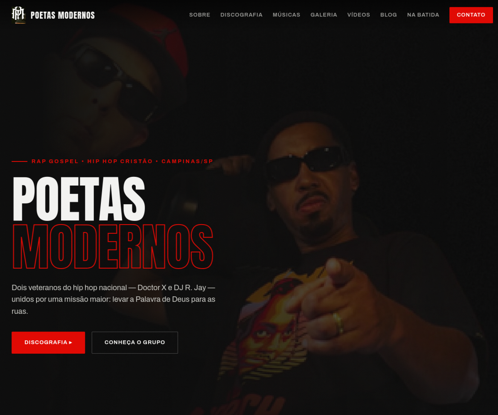 Página inicial do site oficial Poetas Modernos