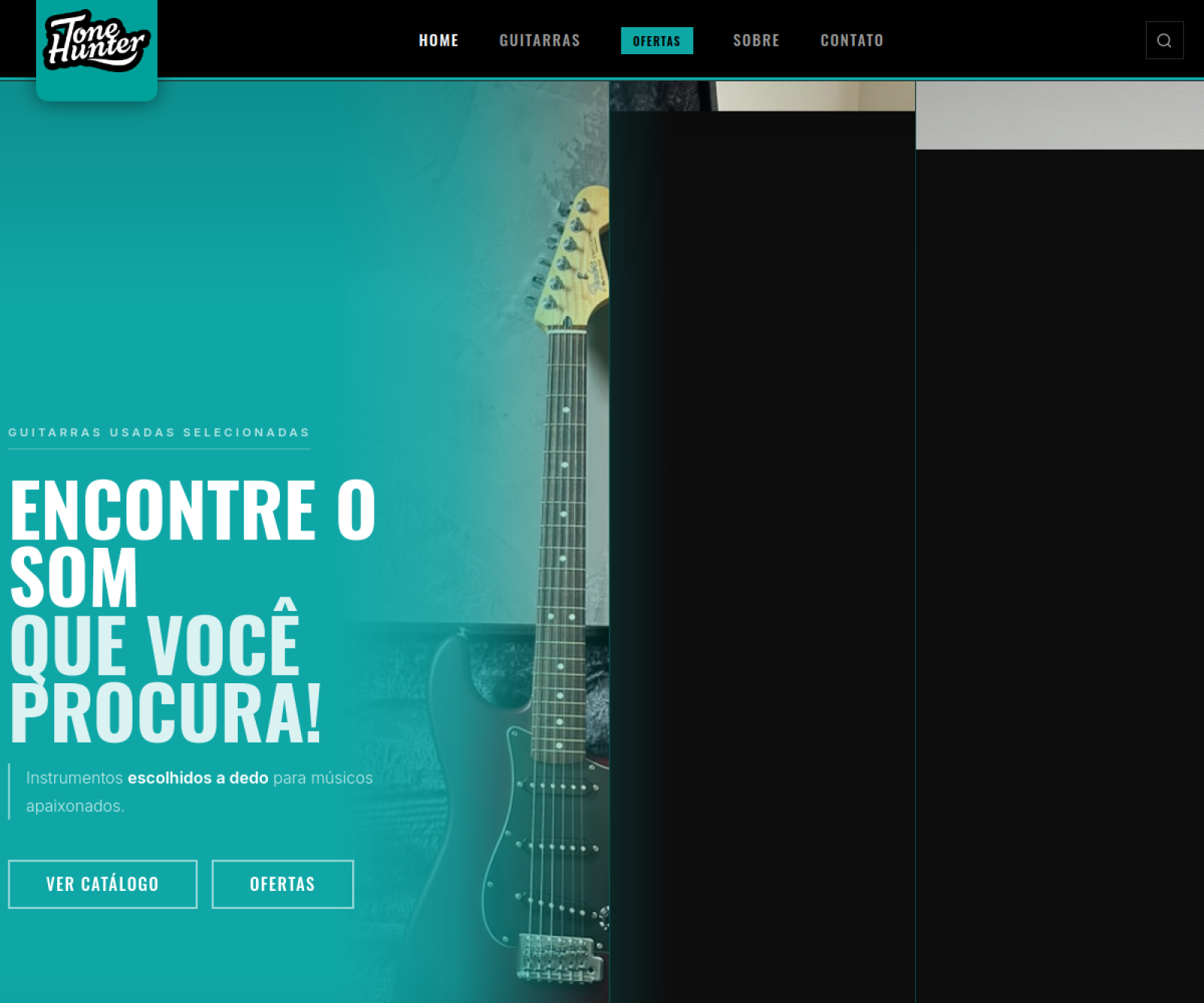 Página inicial da loja Tone Hunter de guitarras selecionadas