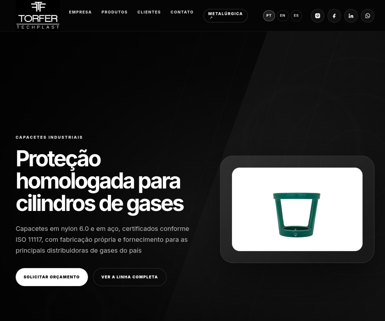 Página inicial do site da Torfer TechPlast