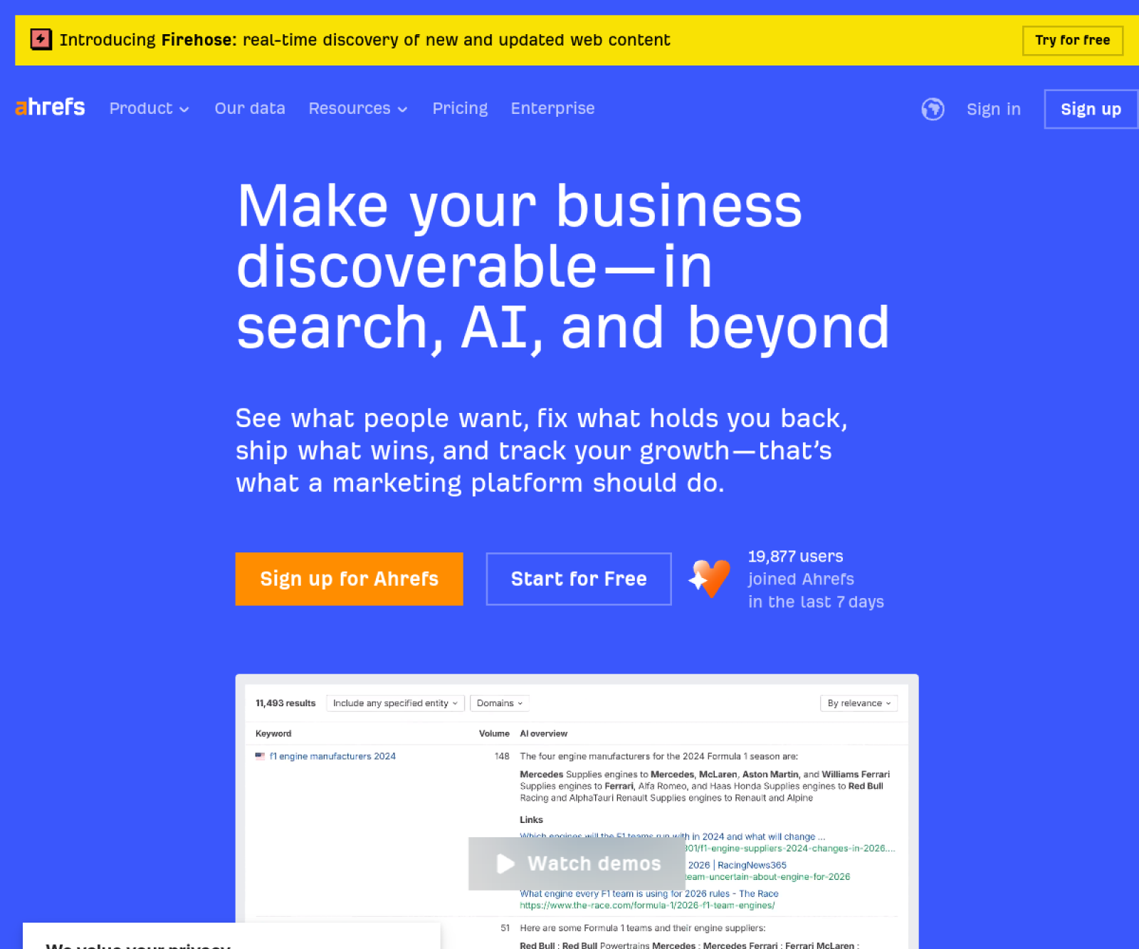Ahrefs website preview
