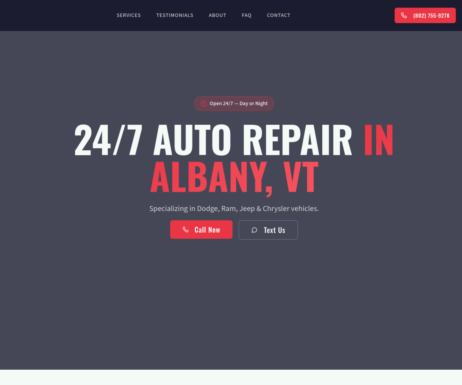 Albany Auto Repair website