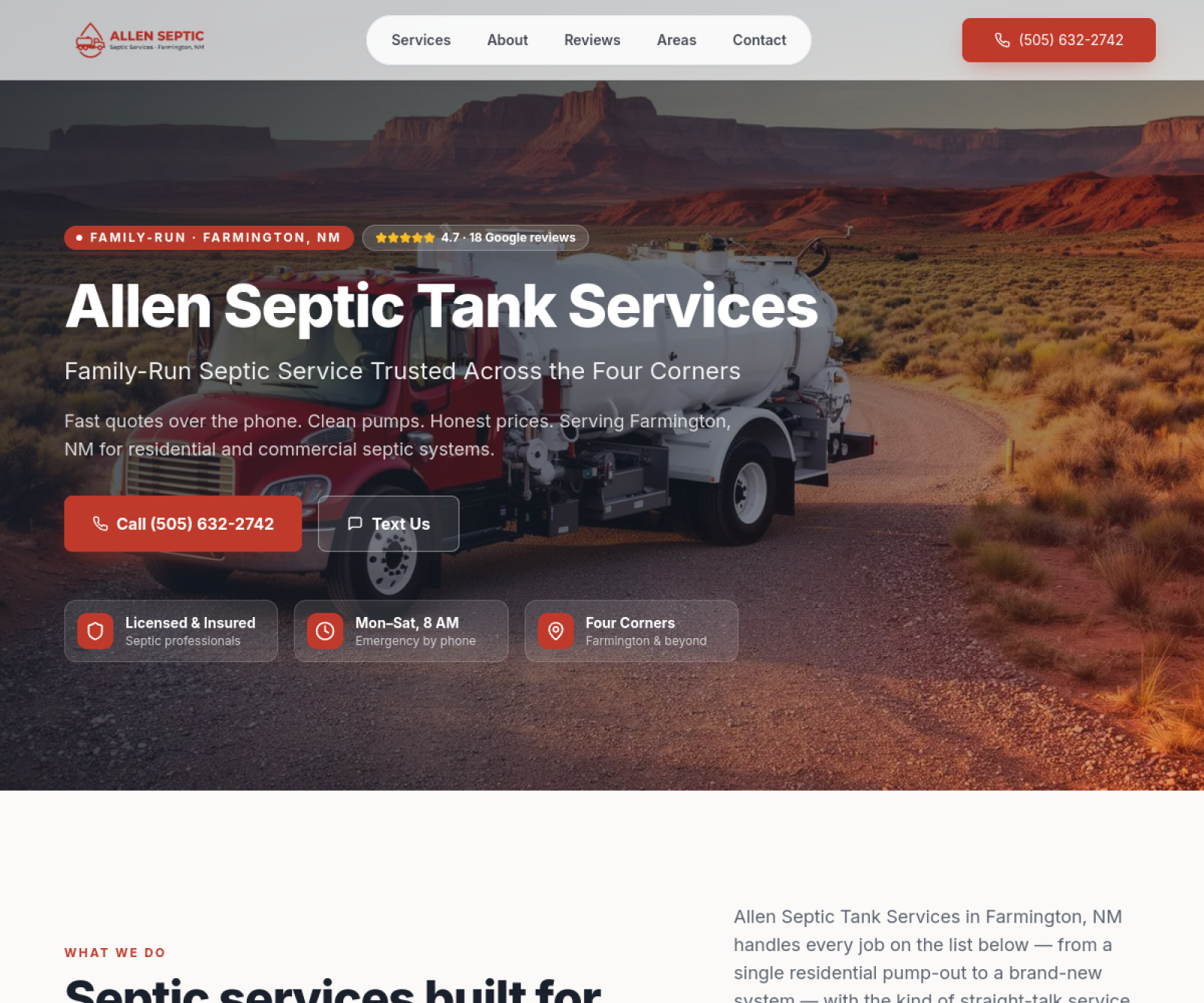 Allen Septic Service website screenshot