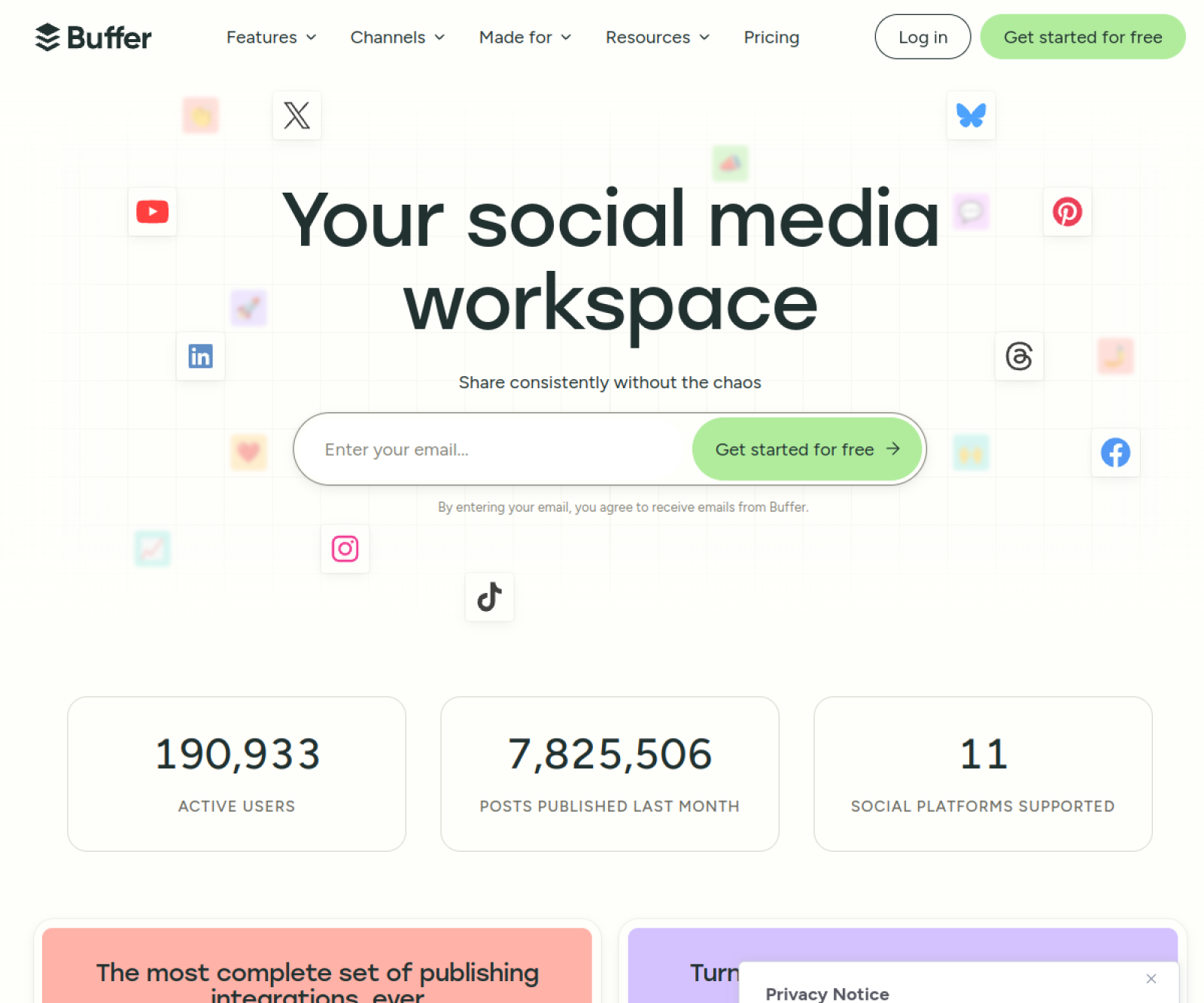 Buffer website preview