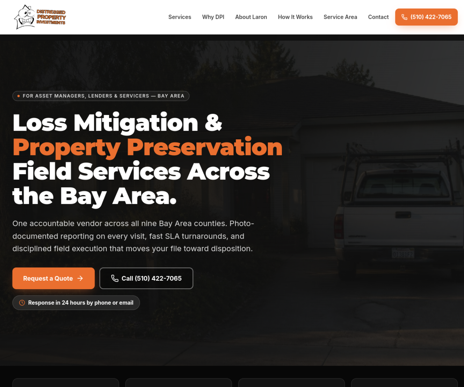 Distressed Property Investments homepage designed and built by Phantom Era