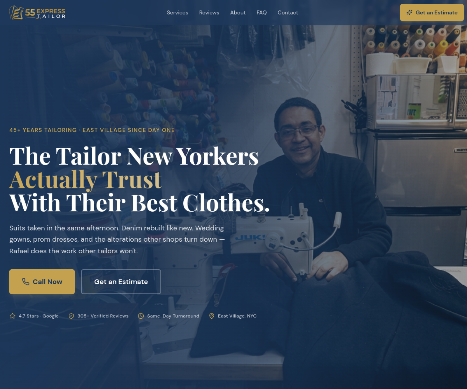 East Village Tailor website