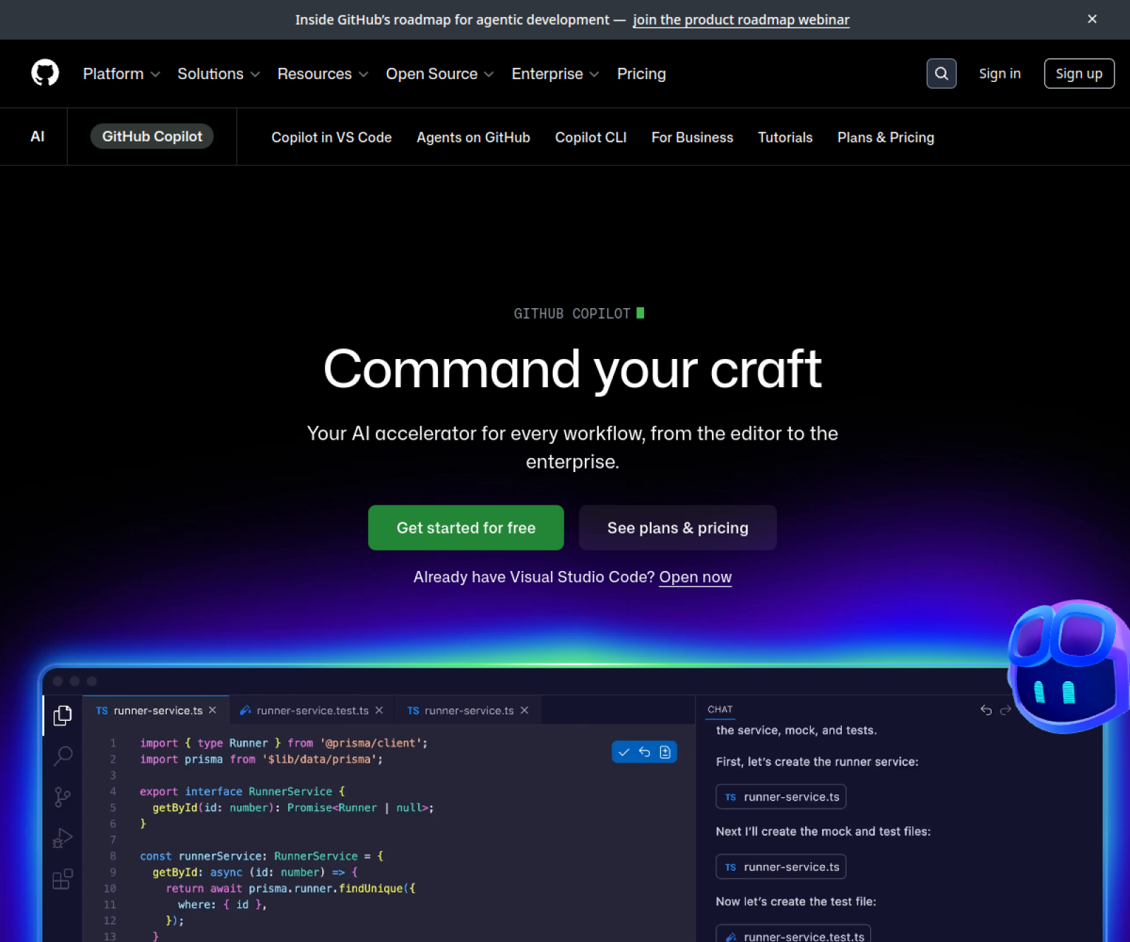 GitHub Copilot website preview