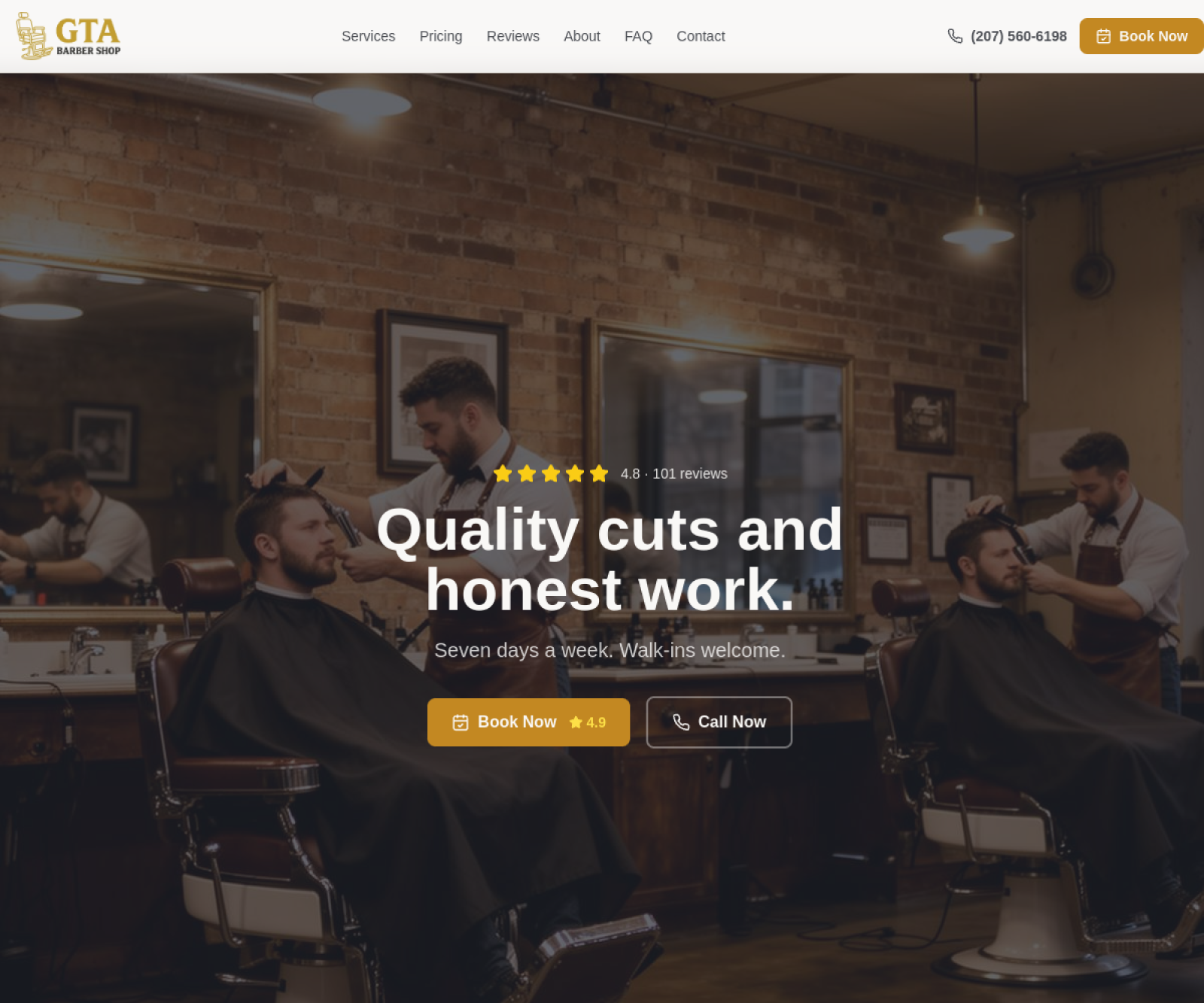 GTA Barbershop website