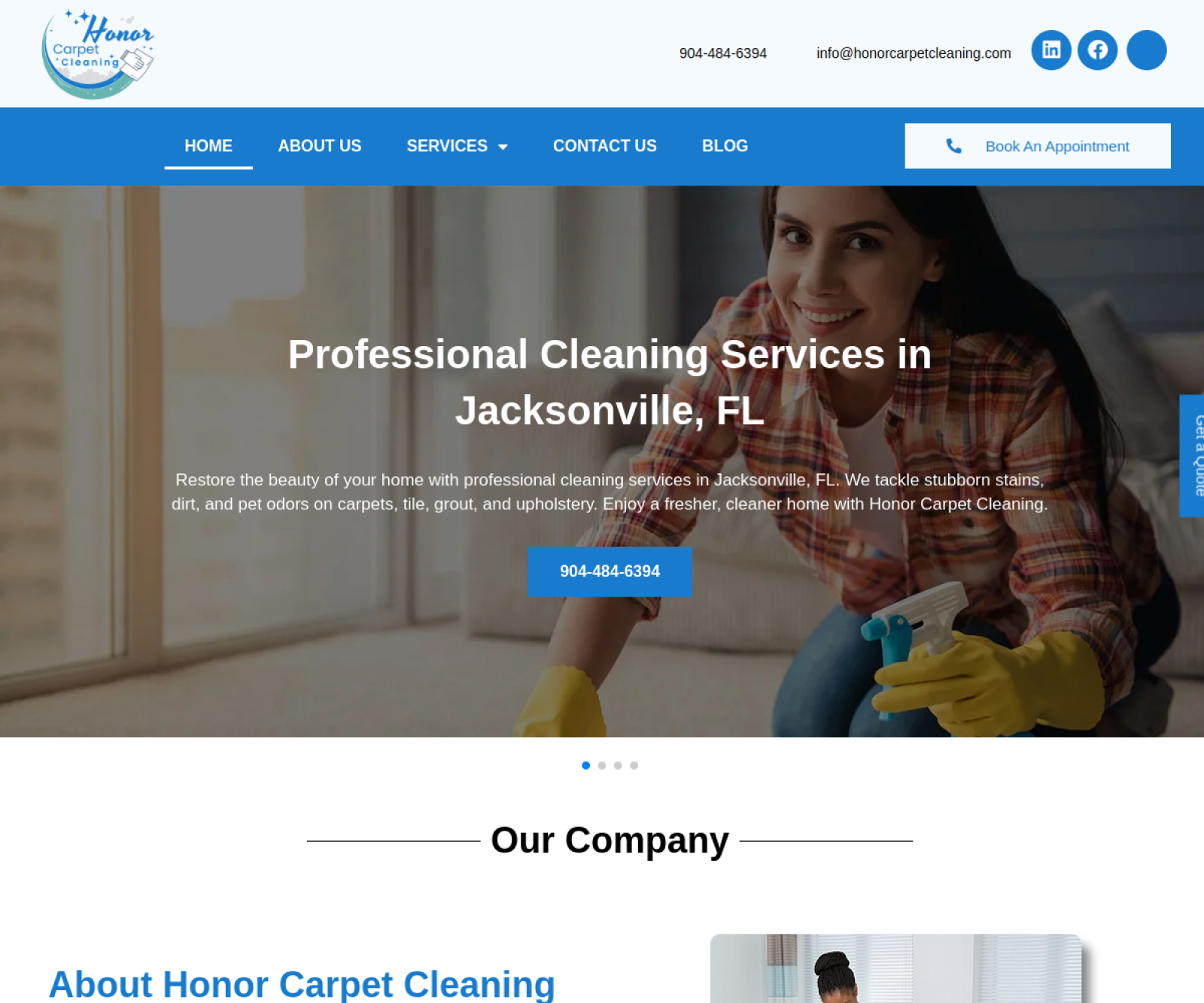 HD screenshot of Honor Carpet Cleaning