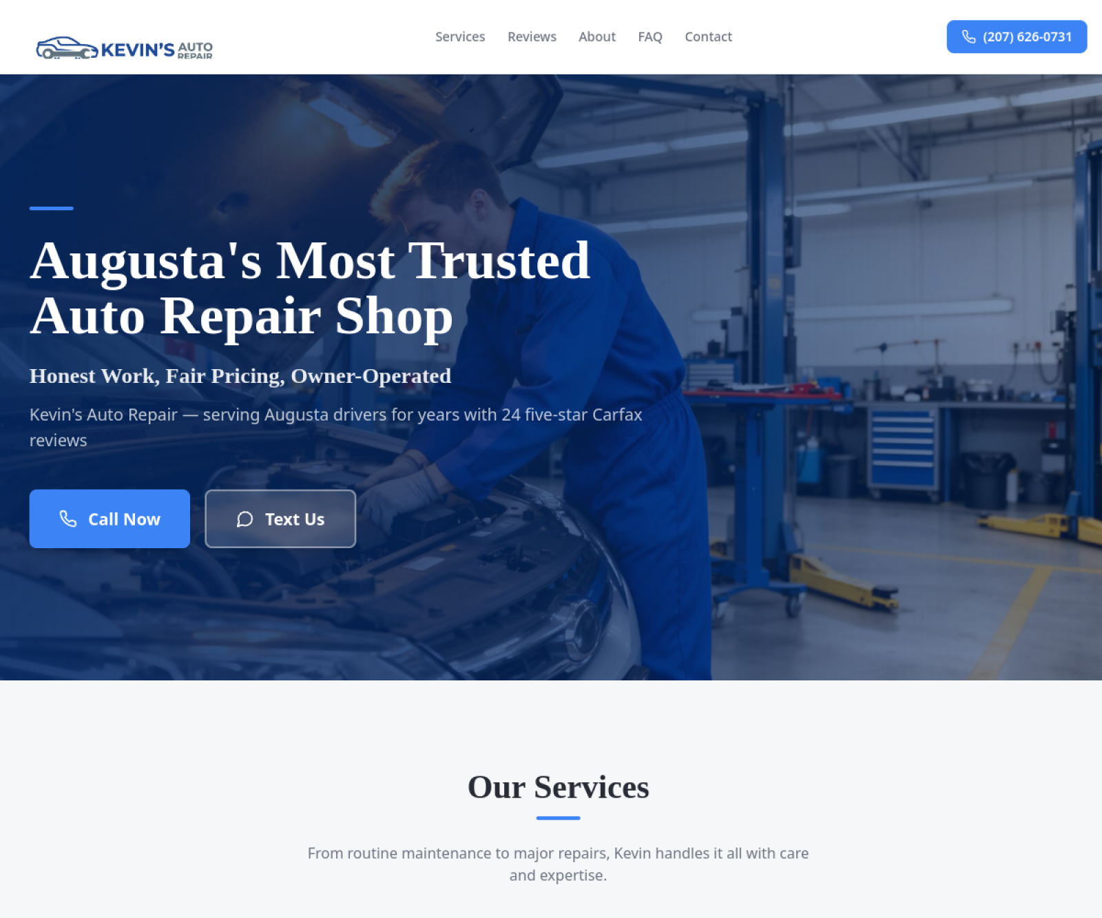 Kevin Fixes Cars website