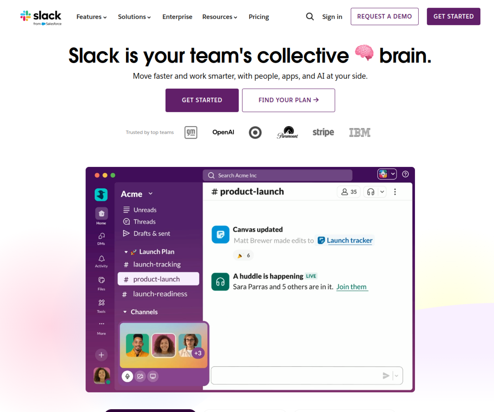Slack website preview