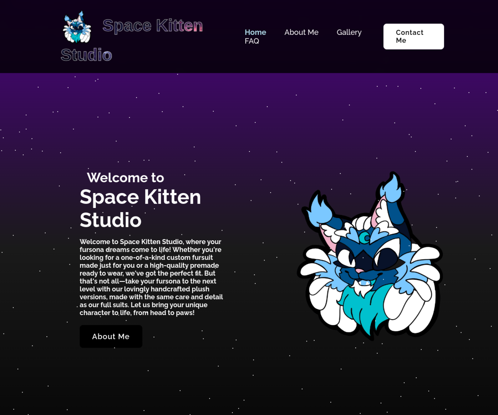 Live website preview of Space Kitten Studio