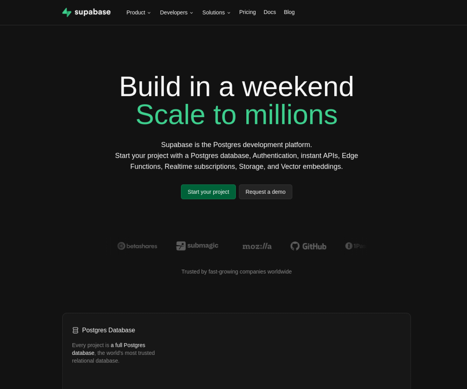 Supabase website preview