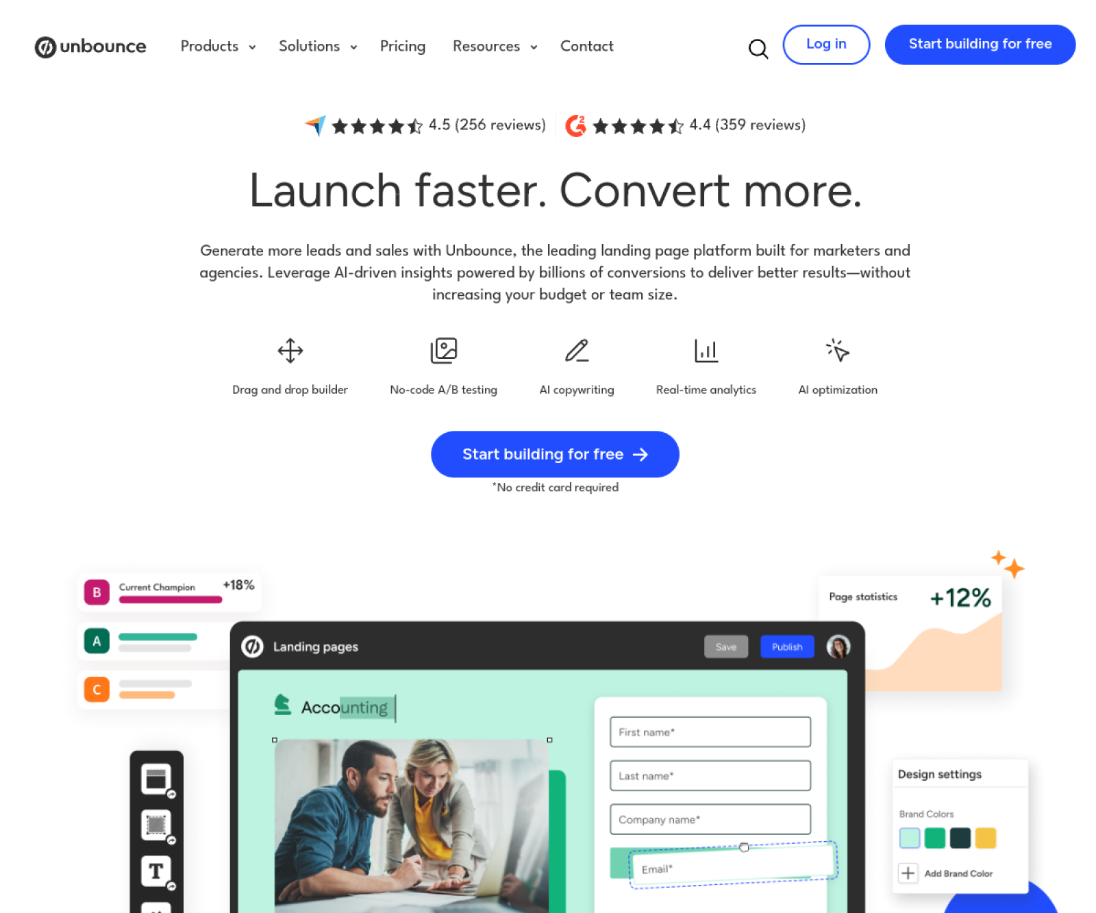 Unbounce website preview
