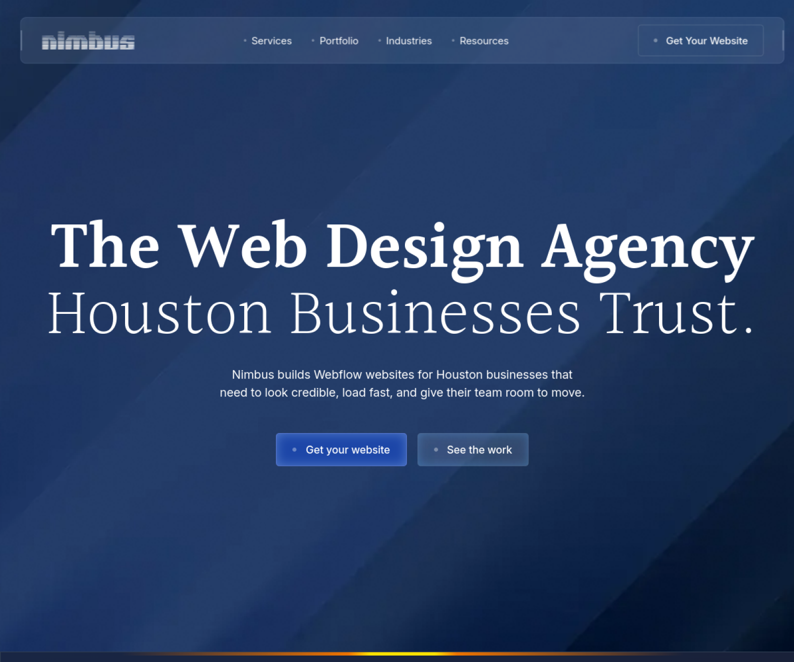 Live screenshot of the current Nimbus Media homepage