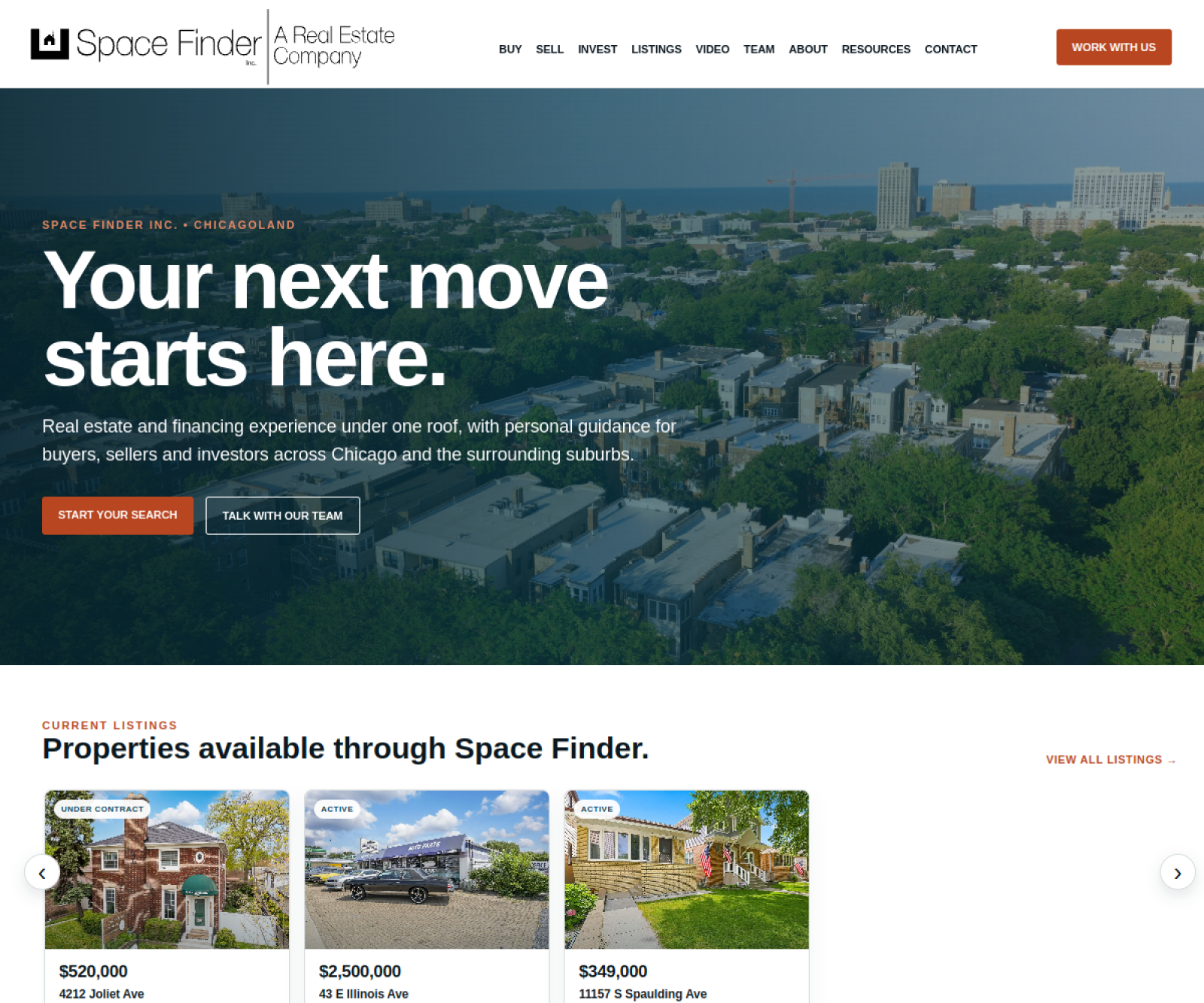 Space Finder Inc. website preview