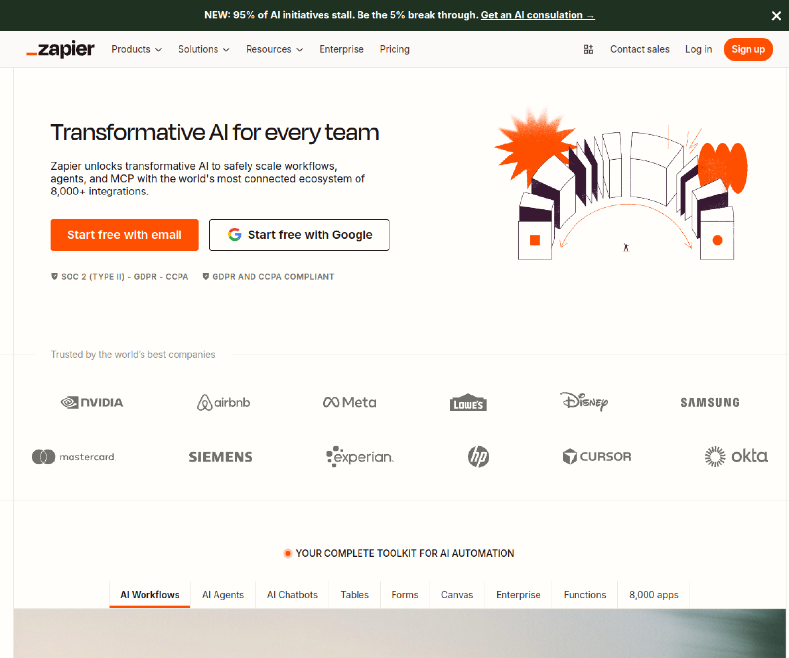 Zapier website preview