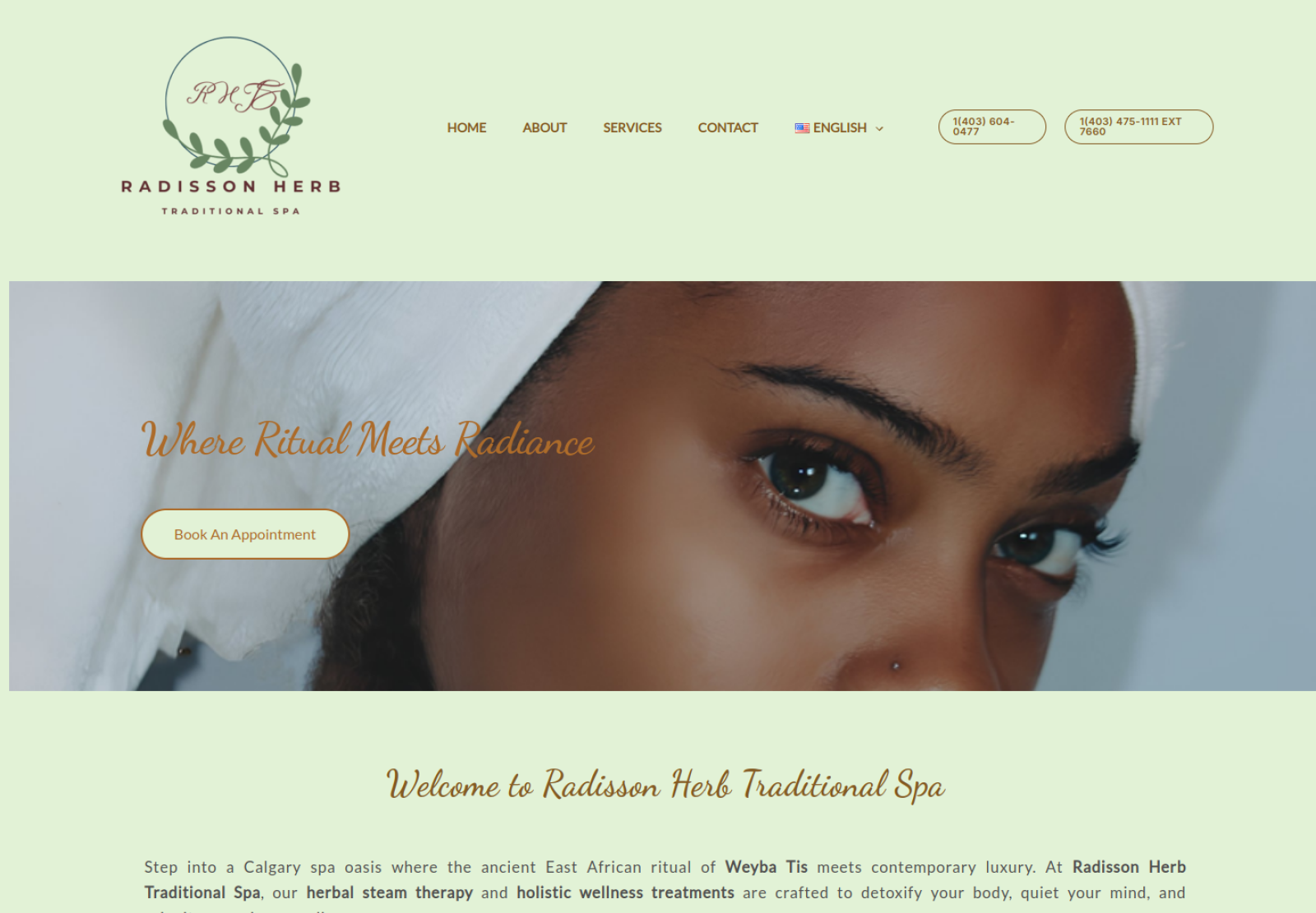 Radisson Herb Traditional Spa website screenshot