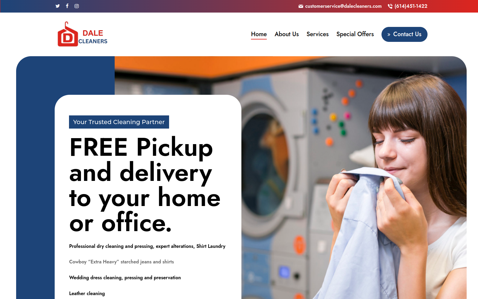 Dale Cleaners website screenshot