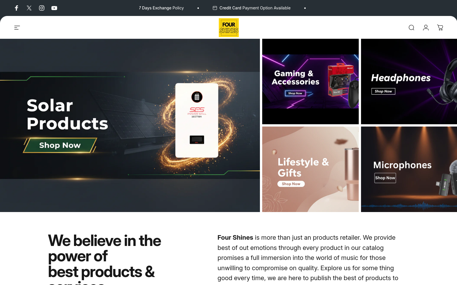 Four Shines website screenshot