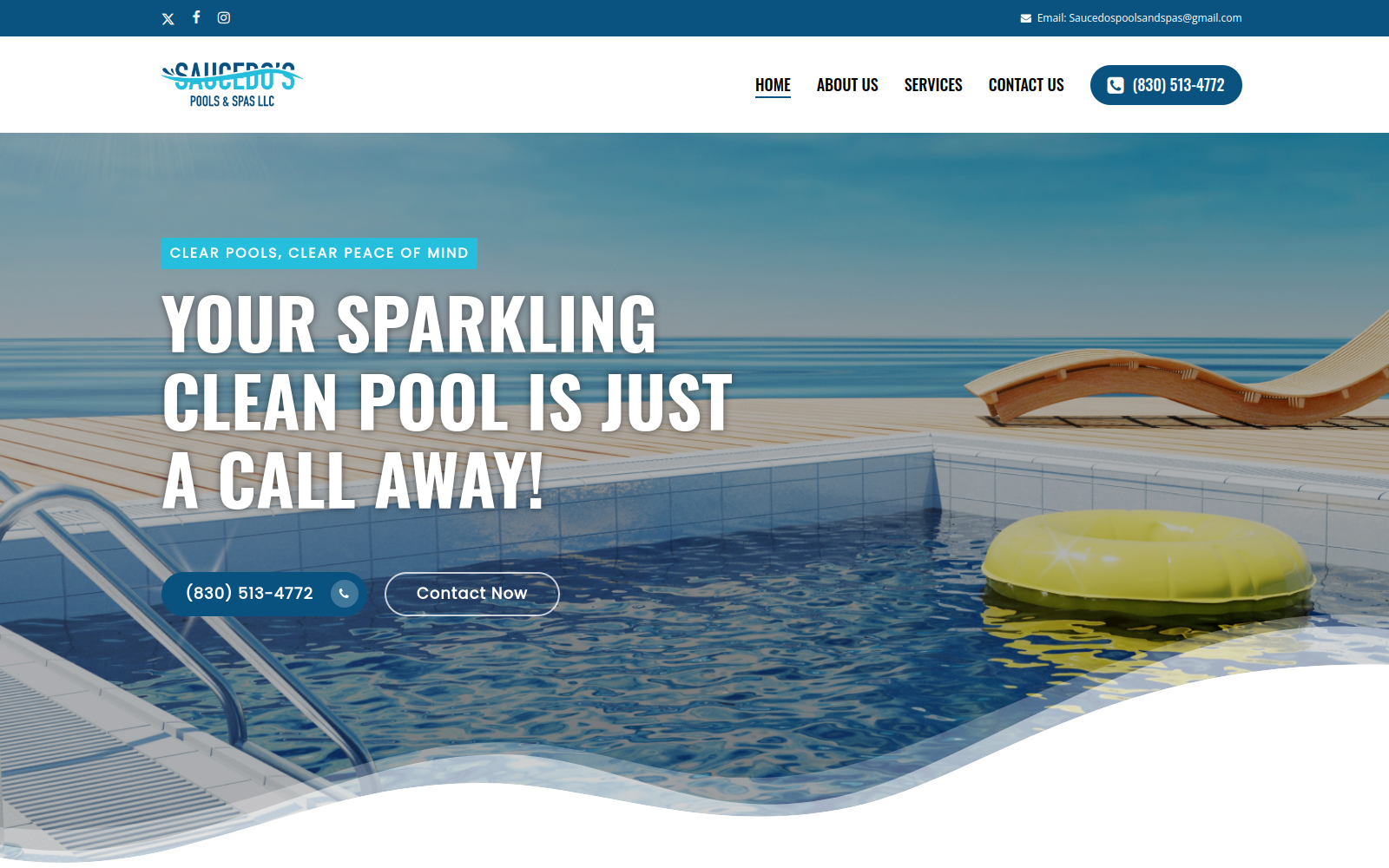 Saucedos Pools & Spas website screenshot