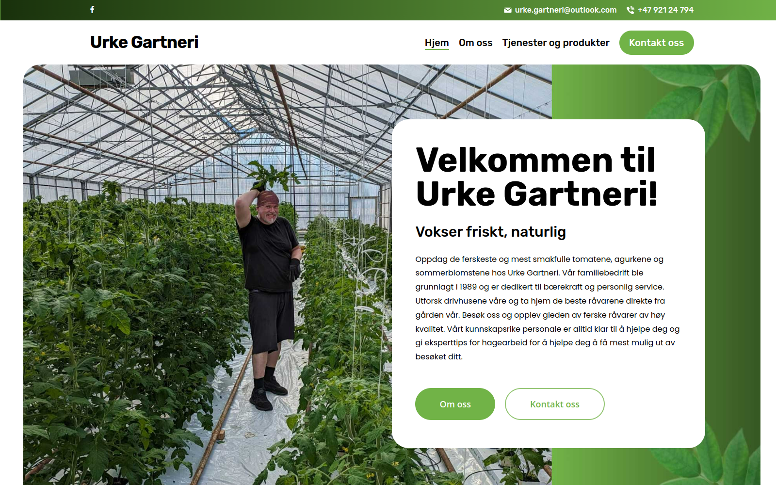 Urke Gartneri website screenshot