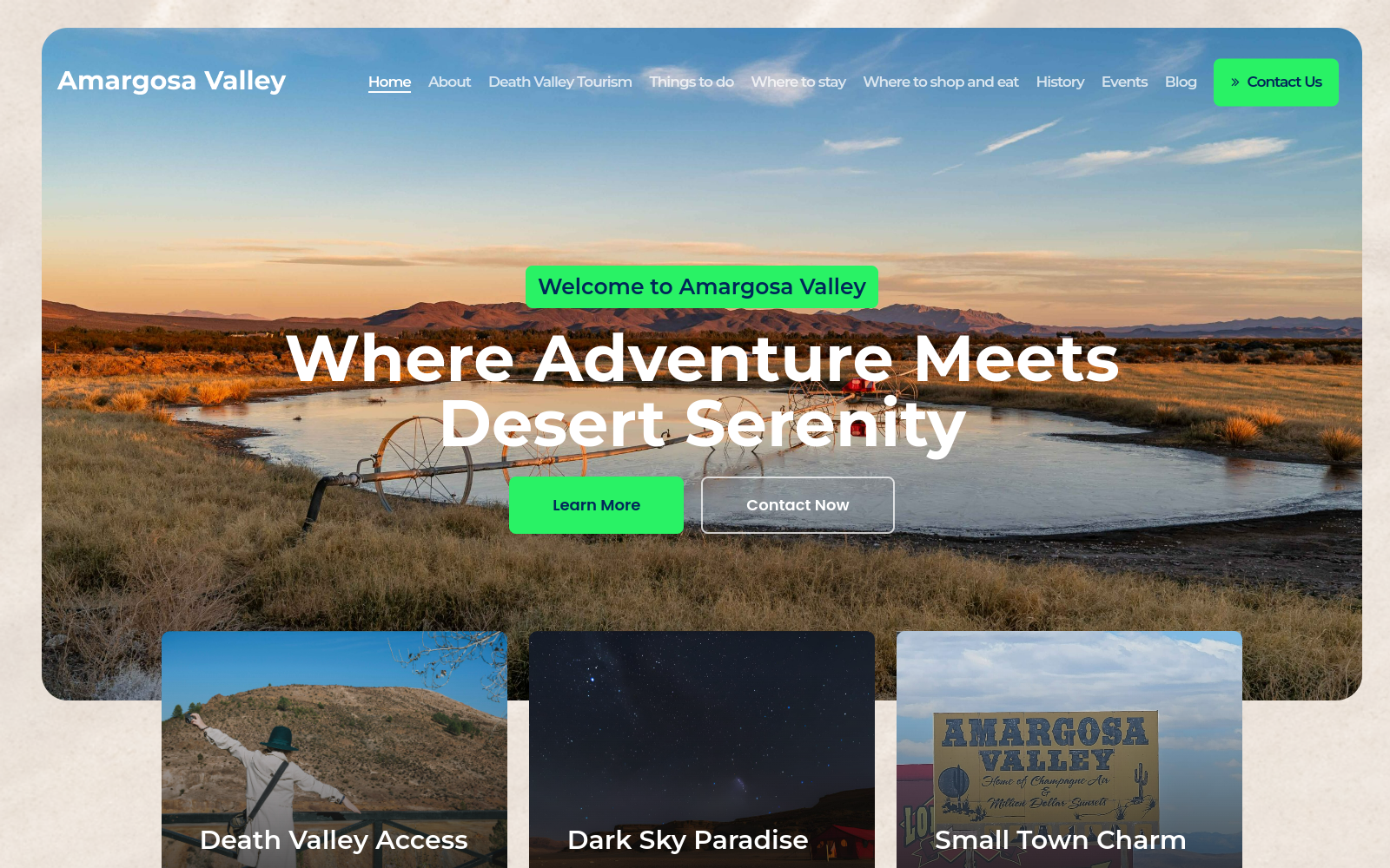 Visit Amargosa website screenshot