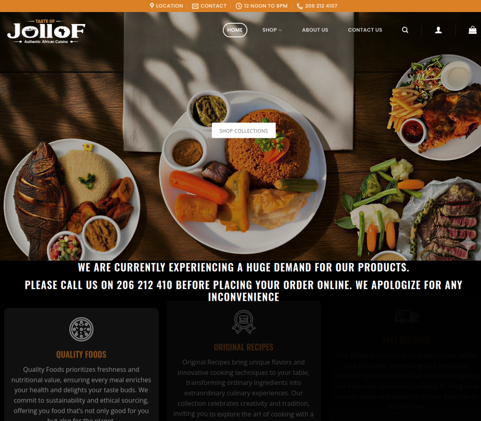 Screenshot of Taste of Jollof website