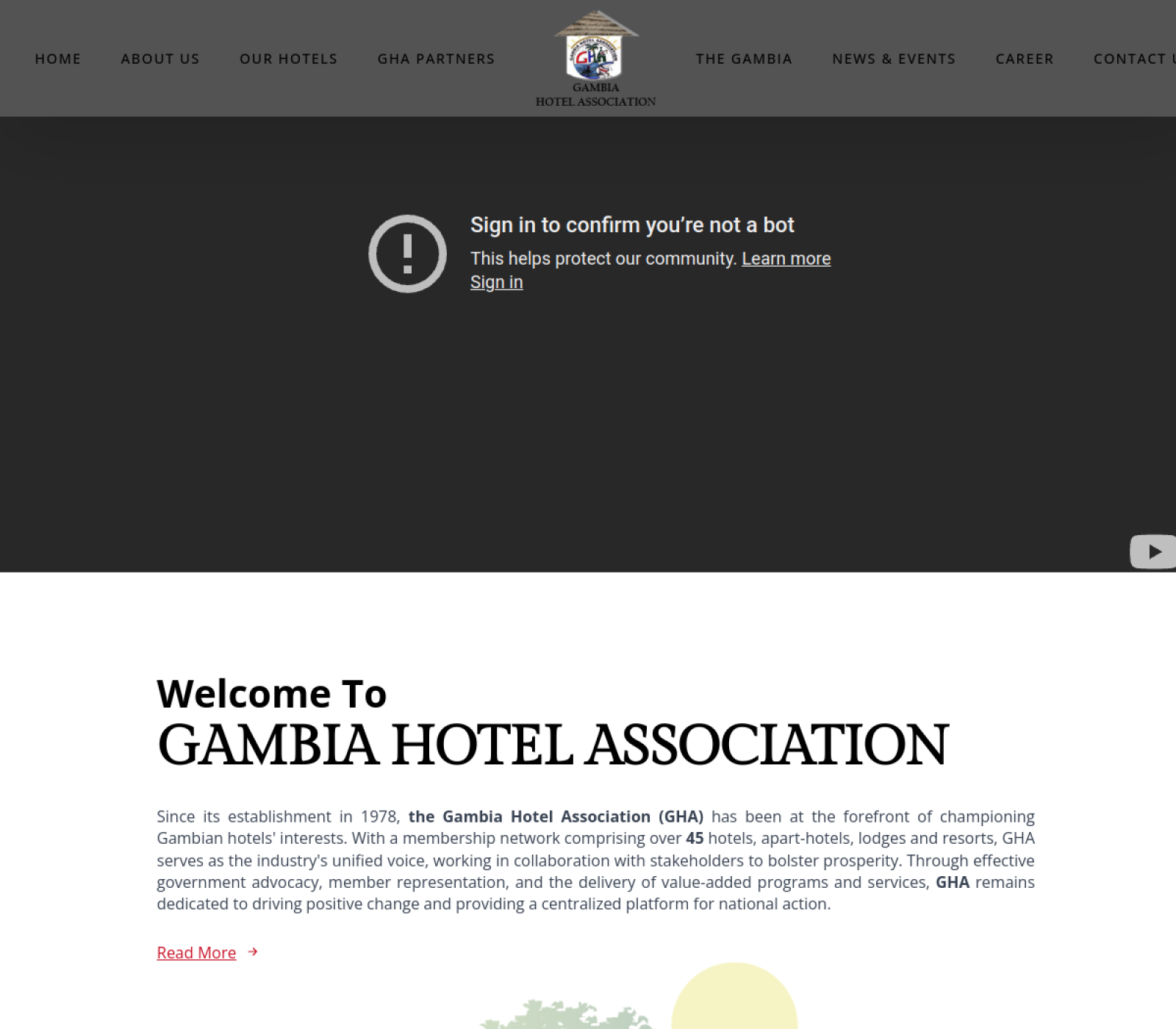 Screenshot of Gambia Hotels Association website