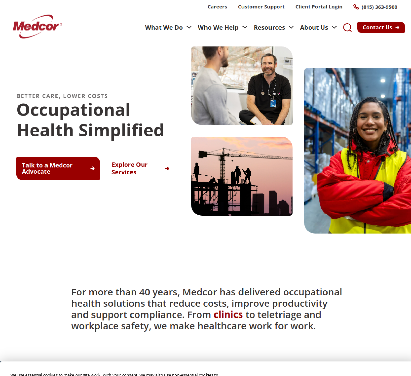 Medcor marketing website homepage screenshot