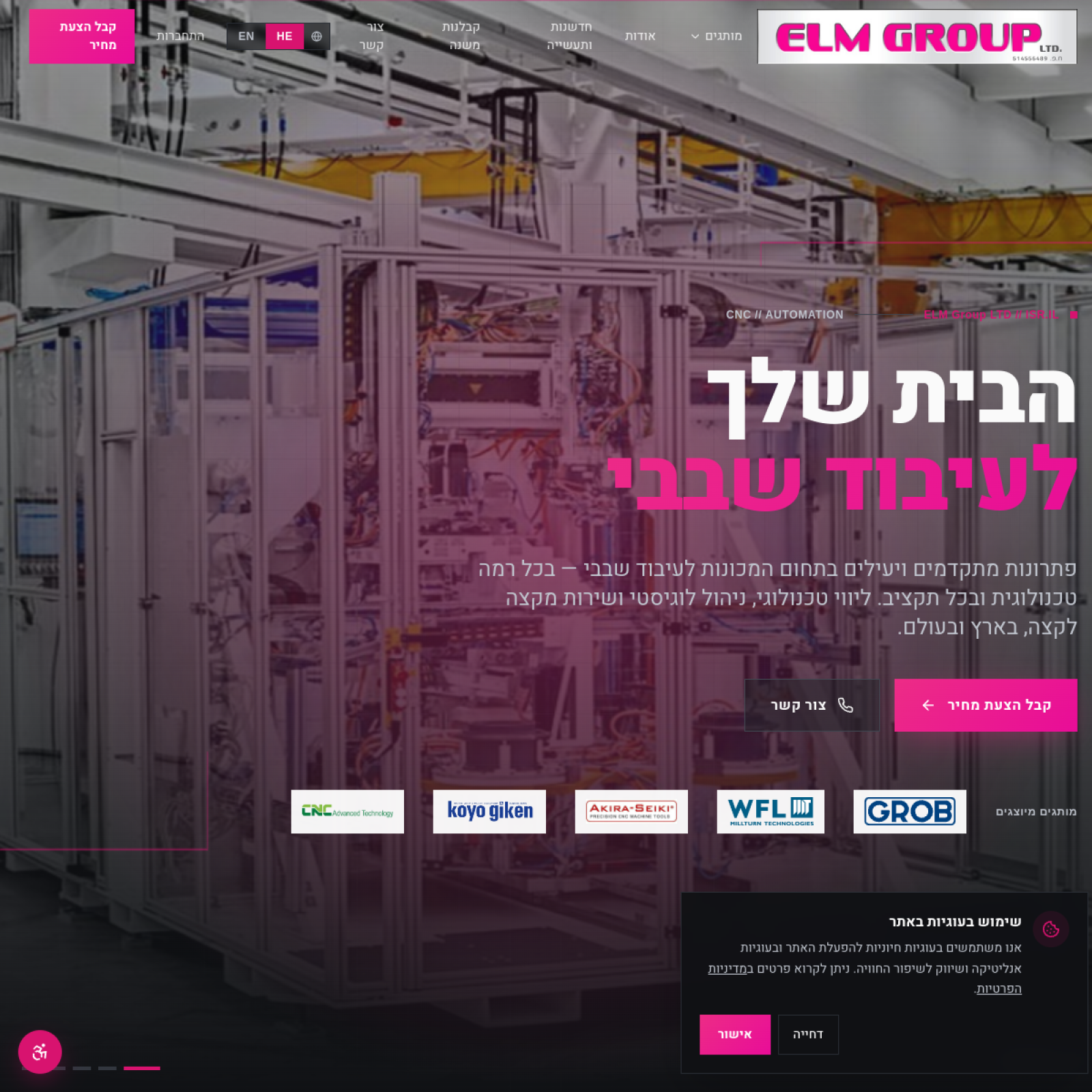 תצוגה של אתר ELM GROUP