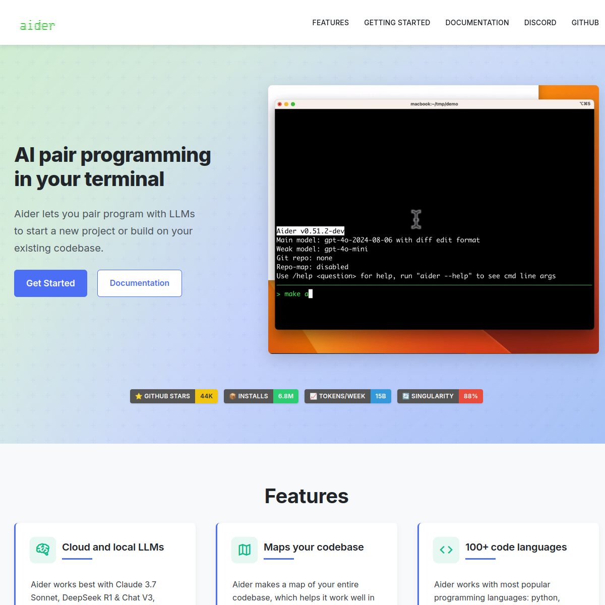 Aider product screenshot