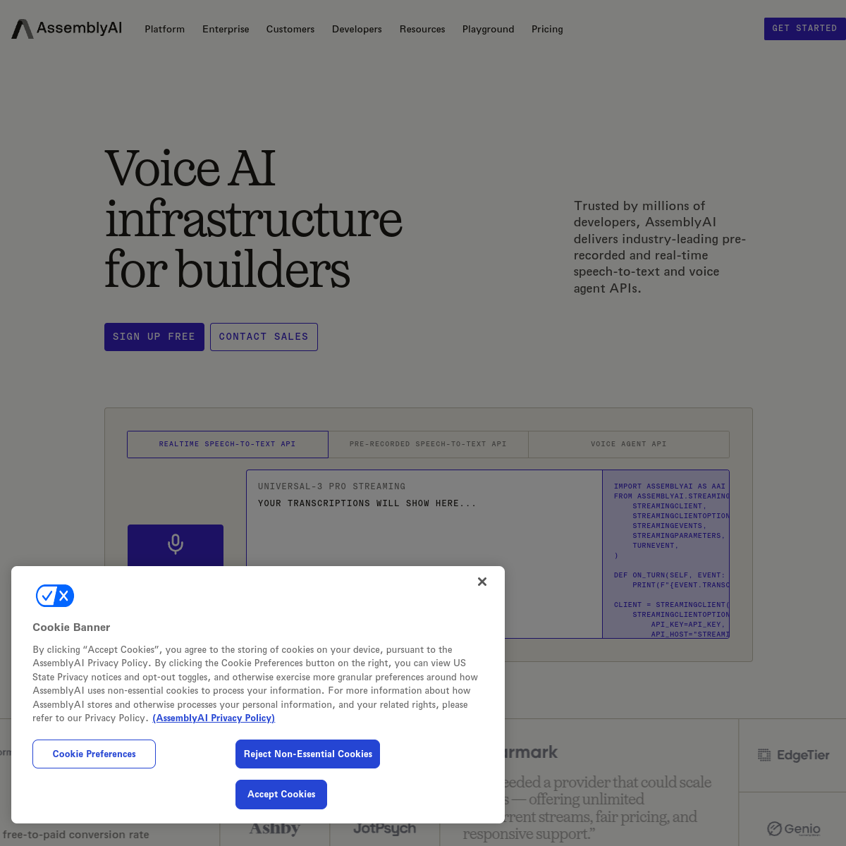 AssemblyAI product screenshot